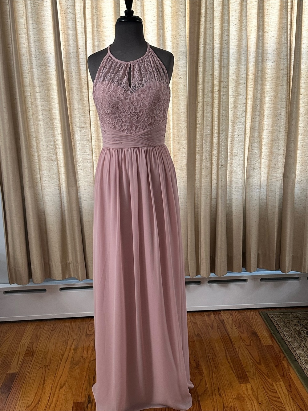Jasmine Dusty Rose Lace Halter Maxi Dress